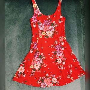 DIVIDED Red Floral Skater Style Dress